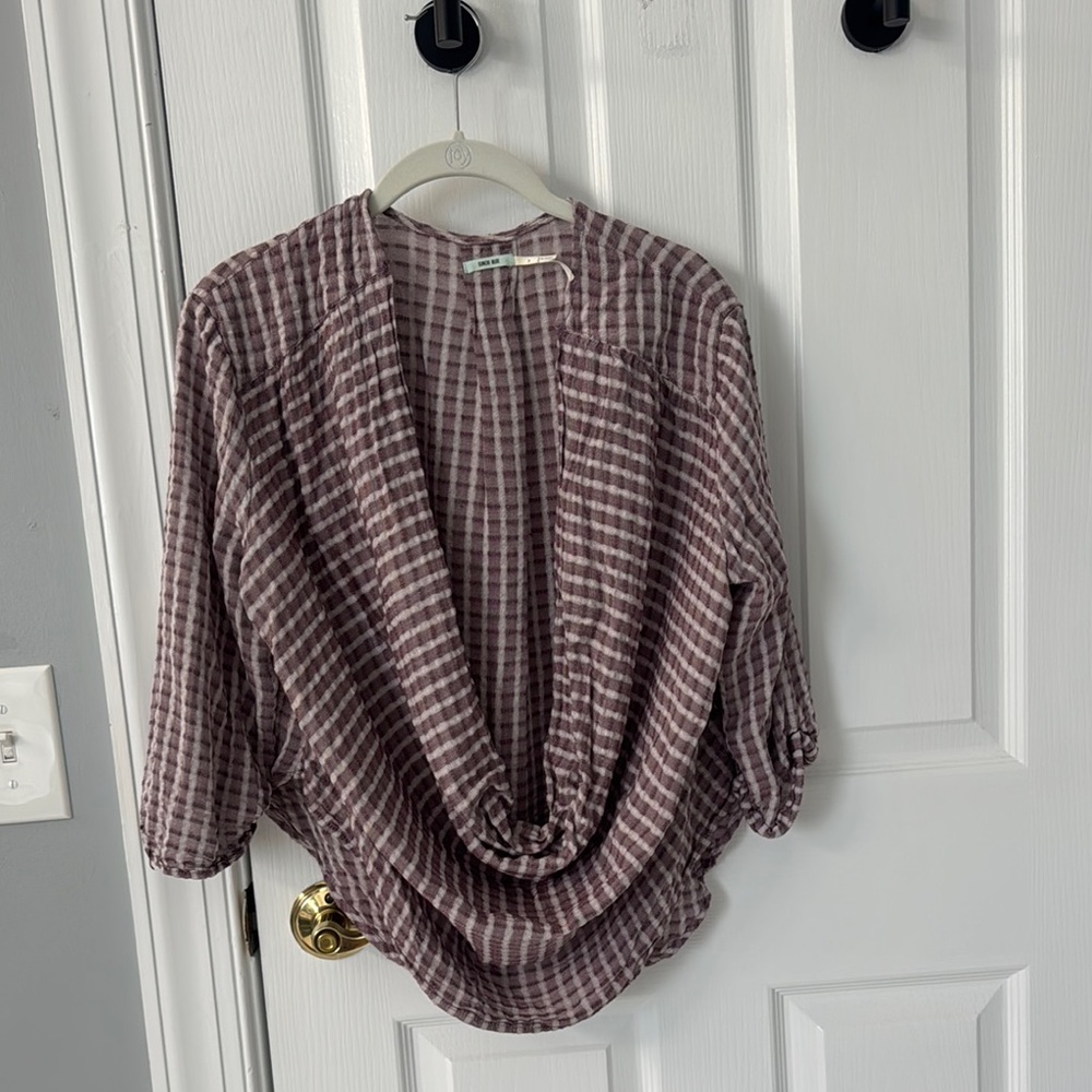 Kimchi Blue Draped Pink 3/4 Sleeve Blouse